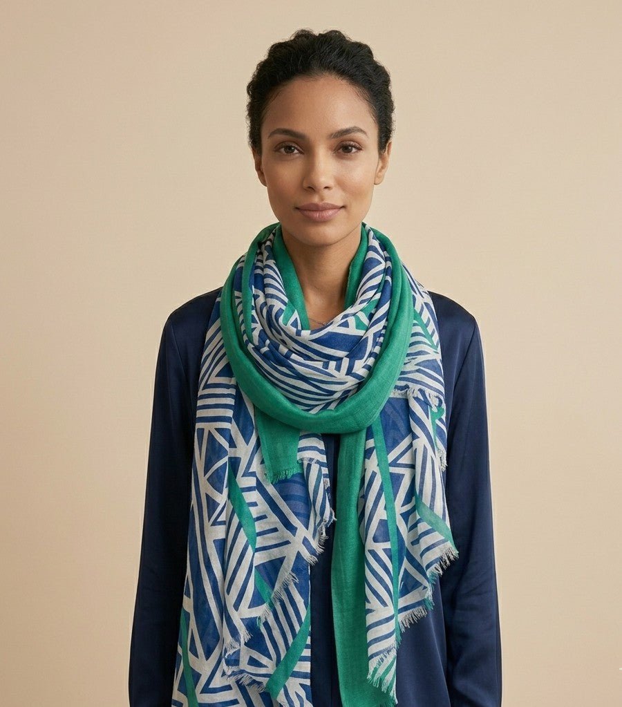 Nine YaksNine Yaks Blue Geometric shawl same day gift delivery melbourne