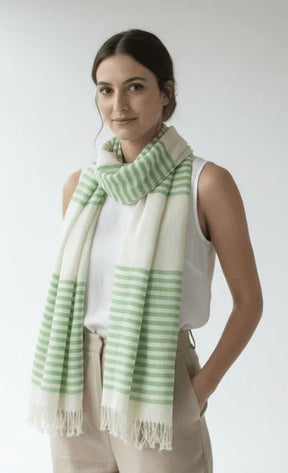 Nine YaksNine Yaks Cotton Scarf - Green Stripe same day gift delivery melbourne