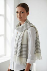 Nine YaksNine Yaks Cotton Scarf - Grey Stripe same day gift delivery melbourne