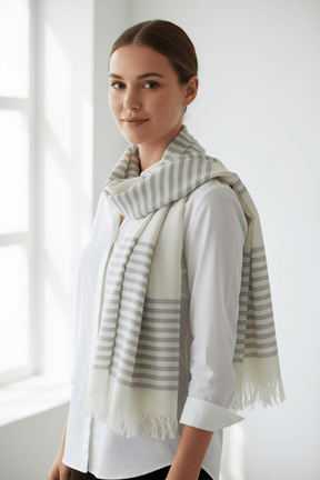Nine YaksNine Yaks Cotton Scarf - Grey Stripe same day gift delivery melbourne