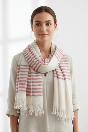 Nine YaksNine Yaks Cotton Scarf - Pink Stripe same day gift delivery melbourne