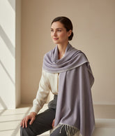 Nine YaksNine Yaks Cotton Scarf - White Tassels Purple same day gift delivery melbourne