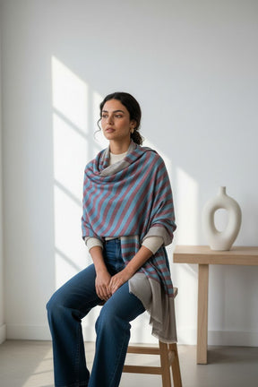 Nine YaksNine Yaks Fine Cashmere Shawl – Azure Blush same day gift delivery melbourne