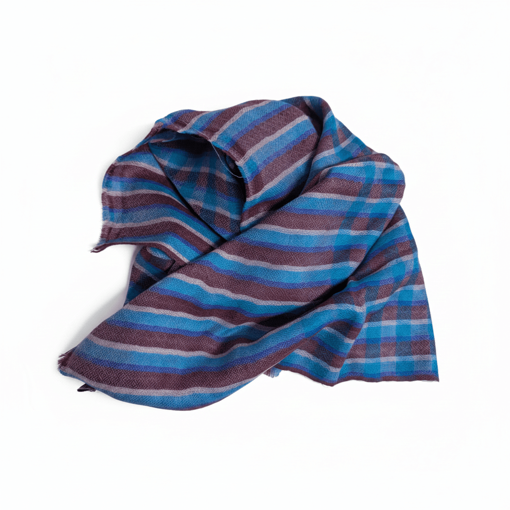 Nine YaksNine Yaks Fine Cashmere Shawl - Blue & Plum Plaid same day gift delivery melbourne