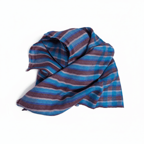 Nine YaksNine Yaks Fine Cashmere Shawl - Blue & Plum Plaid same day gift delivery melbourne