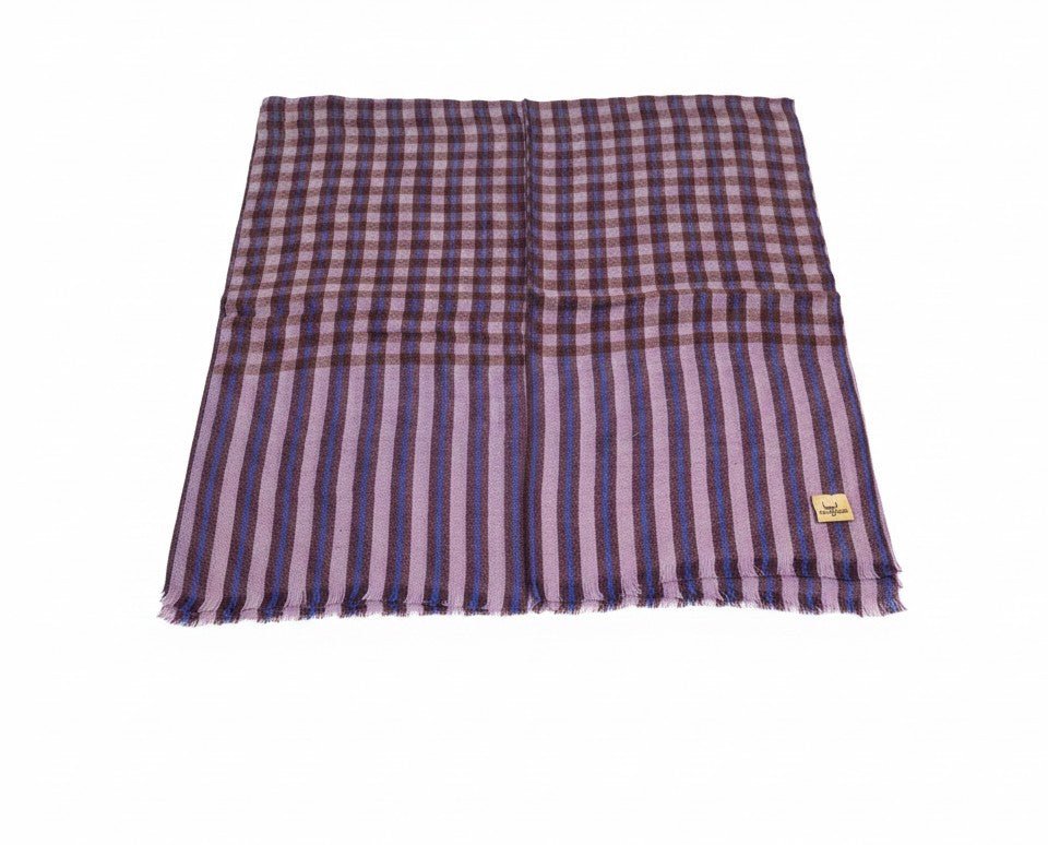 Nine YaksNine Yaks Fine Cashmere Shawl - Plum & Lavender Gingham same day gift delivery melbourne