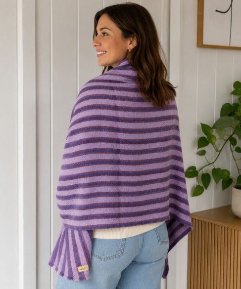 Nine YaksNine Yaks Fine Cashmere Shawl - Purple & Lavender Stripe same day gift delivery melbourne