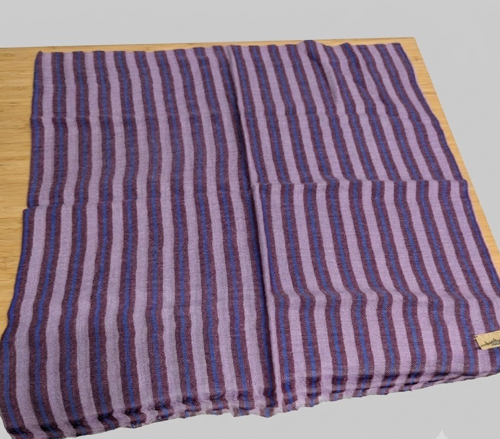 Nine YaksNine Yaks Fine Cashmere Shawl - Purple & Lavender Stripe same day gift delivery melbourne