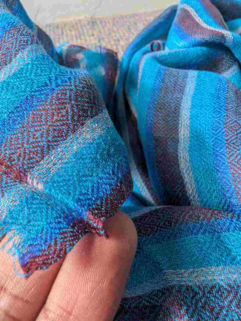 Nine YaksNine Yaks Fine Cashmere Shawl - Teal & Blue Multi Stripe same day gift delivery melbourne
