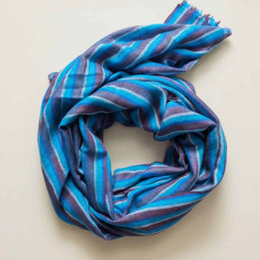 Nine YaksNine Yaks Fine Cashmere Shawl - Teal & Blue Multi Stripe same day gift delivery melbourne