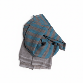 Nine YaksNine Yaks Fine Cashmere Shawl - Teal & Mauve Wide Stripe same day gift delivery melbourne