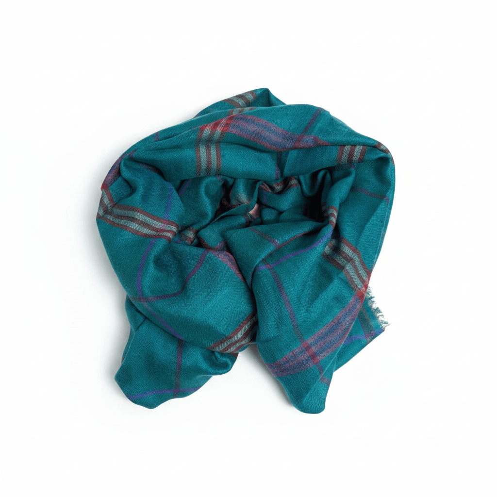 Nine YaksNine Yaks Fine Cashmere Shawl - Teal Tartan Check same day gift delivery melbourne
