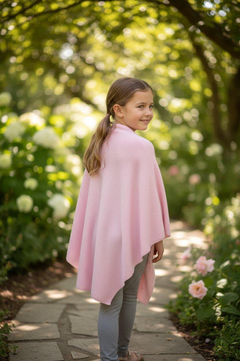Nine YaksNine Yaks Kids Cashmere Poncho - Cherry Blossom same day gift delivery melbourne