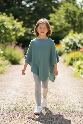 Nine YaksNine Yaks Kids Cashmere Poncho - Eucalyptus same day gift delivery melbourne