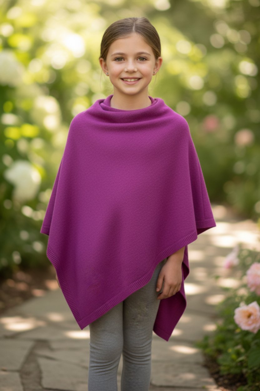 Nine YaksNine Yaks Kids Cashmere Poncho - Mulberry same day gift delivery melbourne