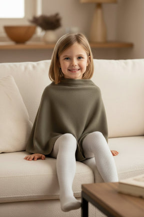 Nine YaksNine Yaks Kids Cashmere Poncho - Olive same day gift delivery melbourne