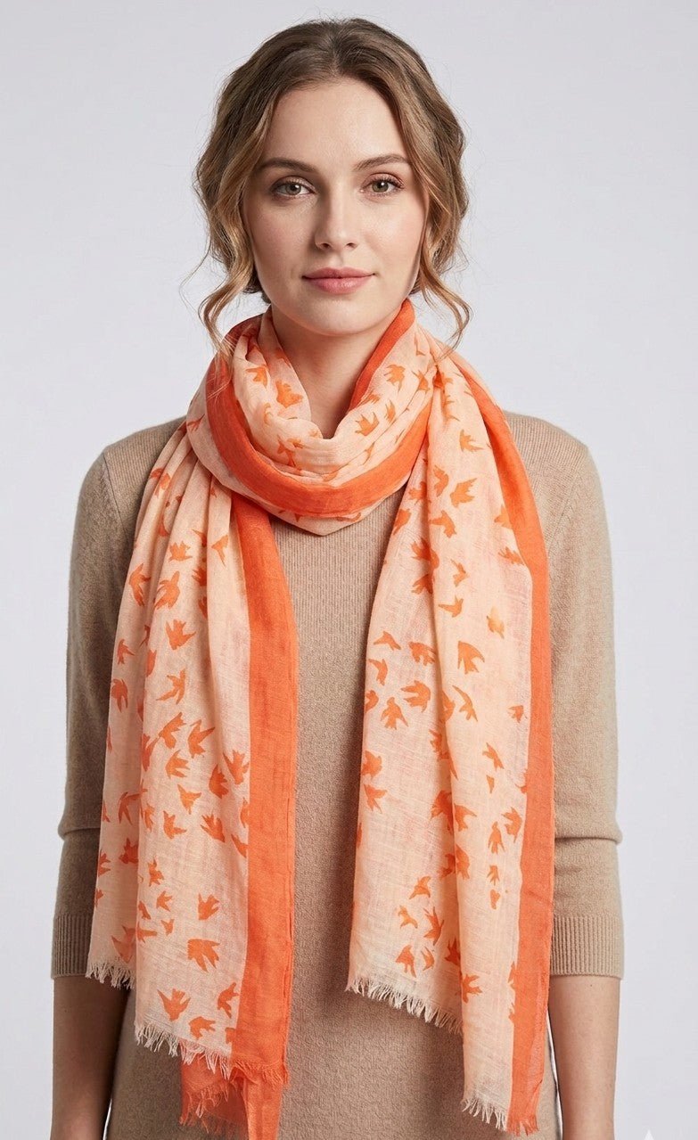 Nine YaksNine Yaks Orange Bird Cotton Shawl same day gift delivery melbourne