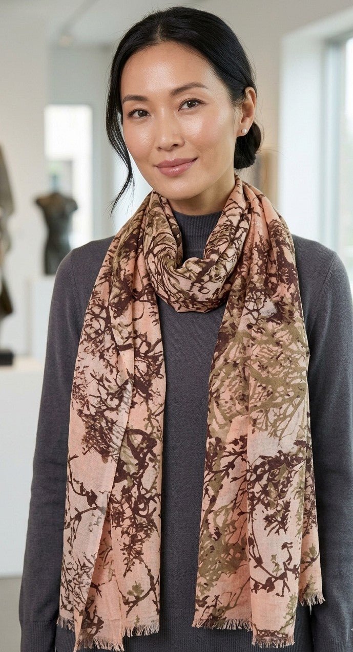 Nine YaksNine Yaks Pink Tree Cotton Shawl same day gift delivery melbourne