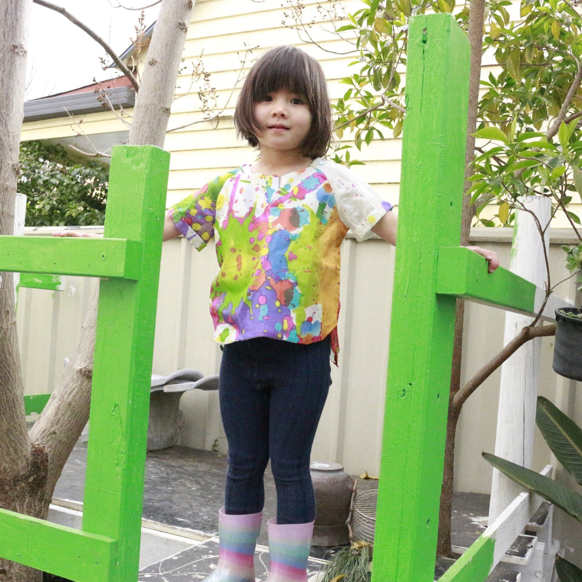 Nine YaksNine Yaks Raglan kids top - paint splatter same day gift delivery melbourne