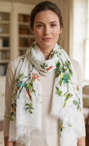 Nine YaksNine Yaks White Bird Cotton Shawl same day gift delivery melbourne
