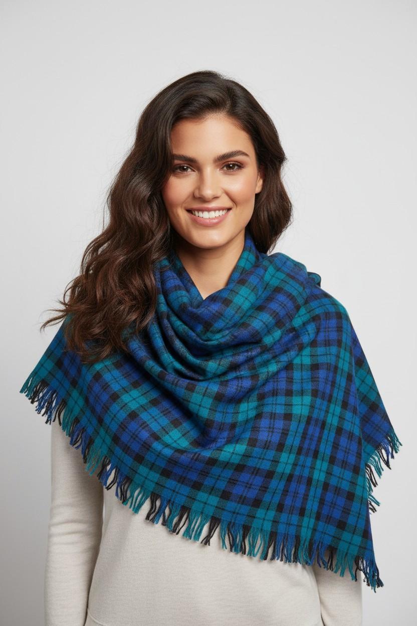 PookipoigaArafat style Scarf - Electric Blue & Teal Plaid same day gift delivery melbourne