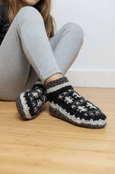 PookipoigaChildren's Hand-Knitted Wool Booties – Black, White & Grey same day gift delivery melbourne