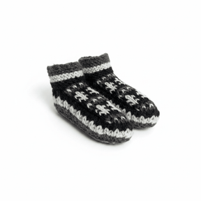 PookipoigaChildren's Hand-Knitted Wool Booties – Black, White & Grey same day gift delivery melbourne