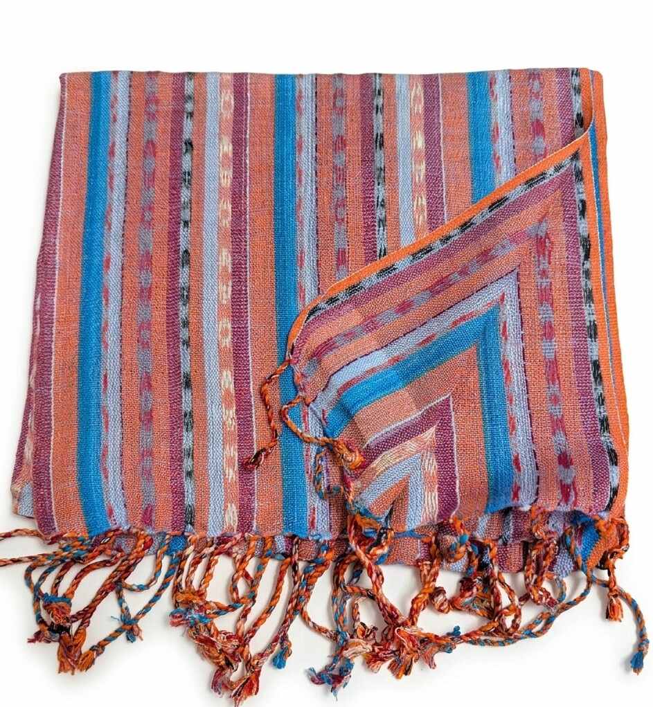 PookipoigaHandmade Cotton Net Scarf - Boho Sky & Terracotta Rose Stripe same day gift delivery melbourne