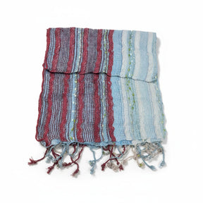 PookipoigaHandmade Cotton Net Scarf - Burgundy & Sky Blue Stripe same day gift delivery melbourne