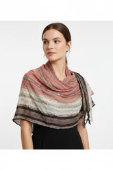 PookipoigaHandmade Cotton Net Scarf - Coral Pink, Cream & Black Stripe same day gift delivery melbourne