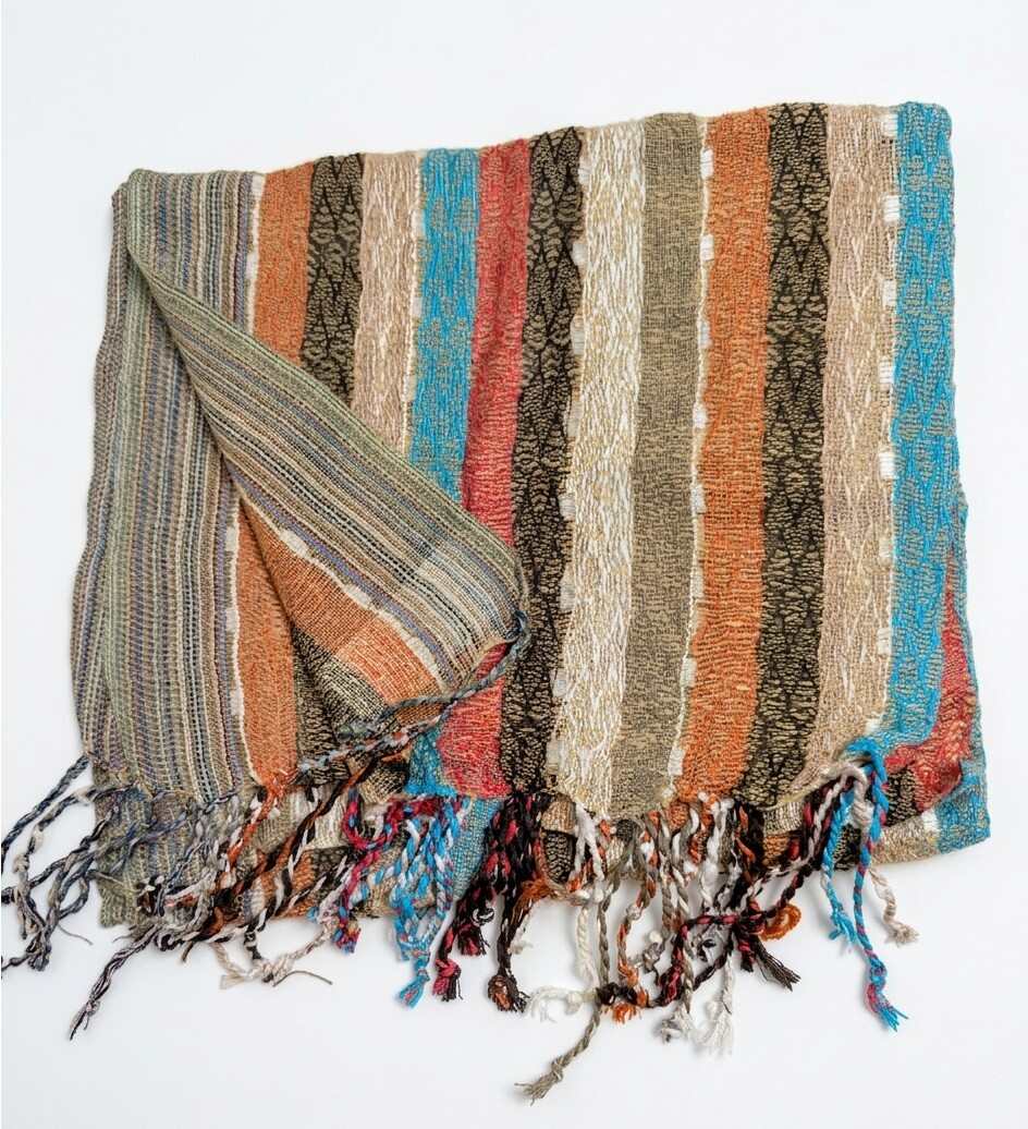 PookipoigaHandmade Cotton Net Scarf - Desert Sand & Turquoise Diamond Stripe same day gift delivery melbourne