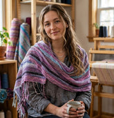 PookipoigaHandmade Cotton Net Scarf - Dusty Rose & Lavender Wavy Stripe same day gift delivery melbourne