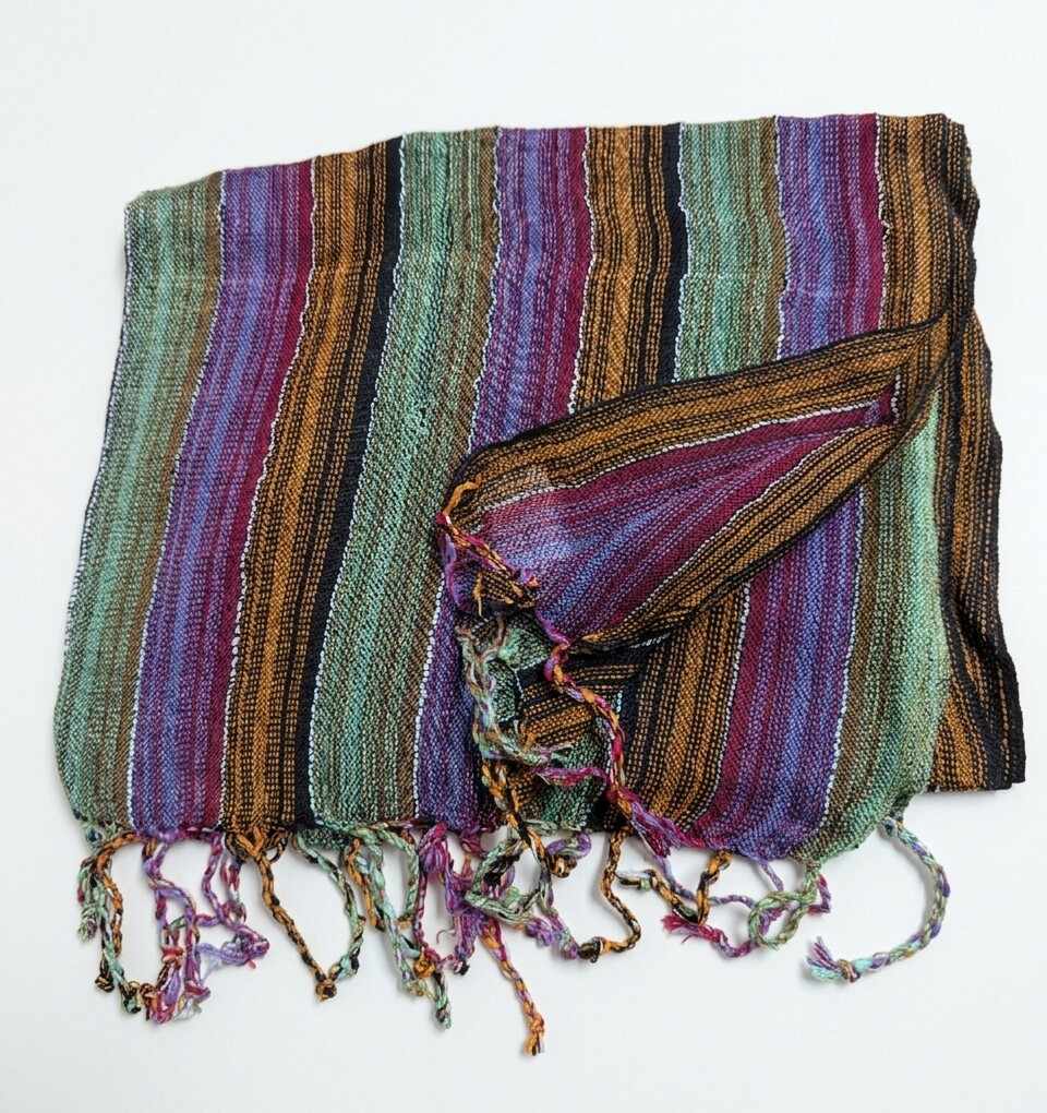 PookipoigaHandmade Cotton Net Scarf - Forest & Plum Bohemian Stripe same day gift delivery melbourne