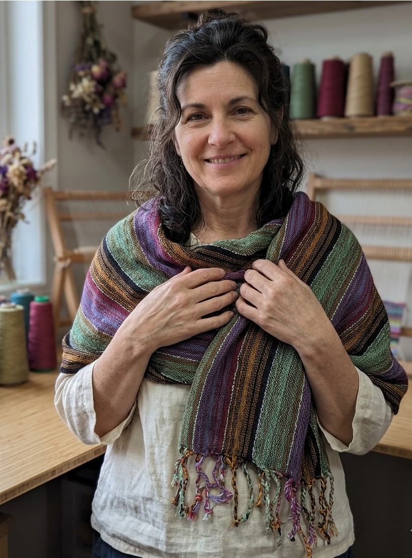 PookipoigaHandmade Cotton Net Scarf - Forest & Plum Bohemian Stripe same day gift delivery melbourne
