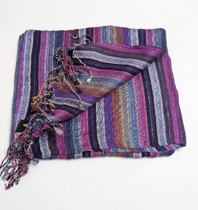 PookipoigaHandmade Cotton Net Scarf - Midnight Plum & Metallic Rainbow Stripe same day gift delivery melbourne