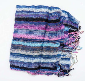 PookipoigaHandmade Cotton Net Scarf - Ocean Dusk & Mauve Wavy Stripe same day gift delivery melbourne