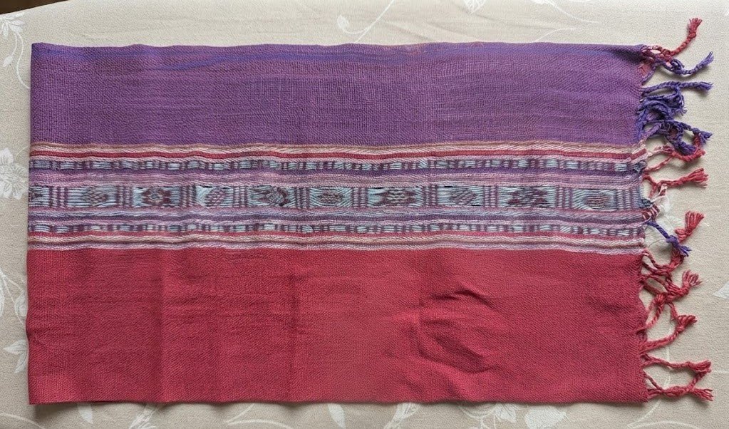 PookipoigaHandmade Cotton Net Scarf - Plum & Raspberry Pink Woven Stripe same day gift delivery melbourne
