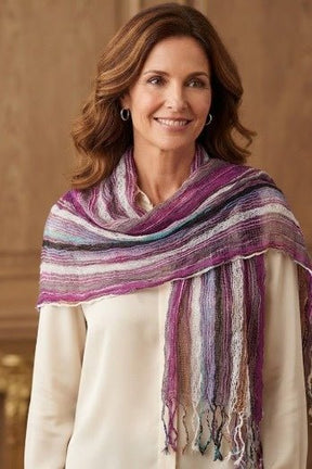 PookipoigaHandmade Cotton Net Scarf - Purple, Plum & Teal Stripe same day gift delivery melbourne