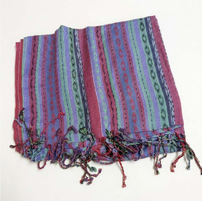 PookipoigaHandmade Cotton Net Scarf - Raspberry & Blue Violet Tribal Stripe same day gift delivery melbourne