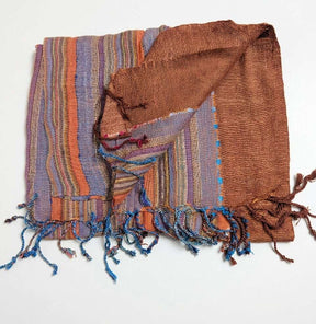 PookipoigaHandmade Cotton Net Scarf - Rust & Rainbow Boho Stripe same day gift delivery melbourne