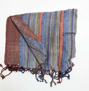 PookipoigaHandmade Cotton Net Scarf - Slate Blue & Copper Boho Stripe same day gift delivery melbourne