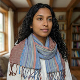 PookipoigaHandmade Cotton Net Scarf - Slate Blue & Copper Boho Stripe same day gift delivery melbourne