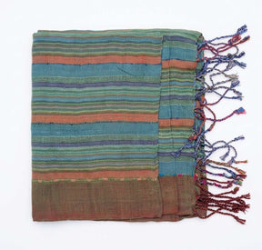 PookipoigaHandmade Cotton Net Scarf - Teal & Terracotta Earth Stripe same day gift delivery melbourne