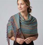 PookipoigaHandmade Cotton Net Scarf - Teal & Terracotta Earth Stripe same day gift delivery melbourne
