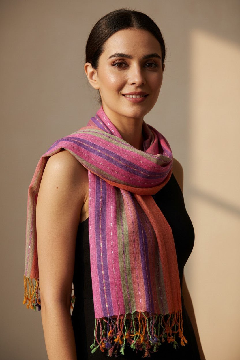 PookipoigaHandmade Cotton Net Scarf - Tropical Bloom Stripe same day gift delivery melbourne