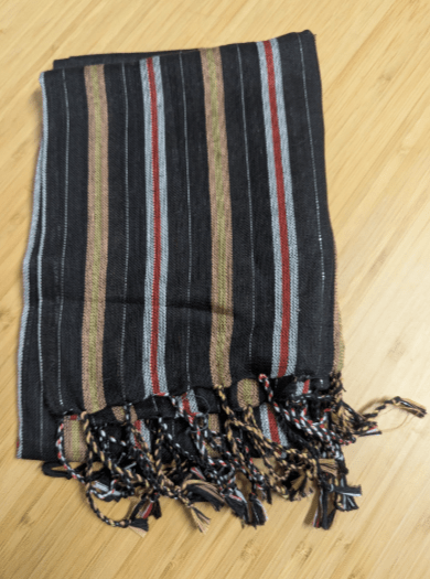 PookipoigaHandmade Cotton Scarf - Charcoal & Camel Vertical Stripe same day gift delivery melbourne