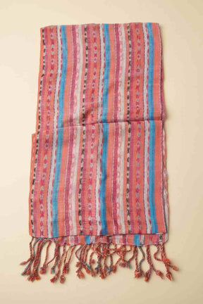 PookipoigaHandmade Cotton Scarf - Peach & Blue Multi Stripe same day gift delivery melbourne