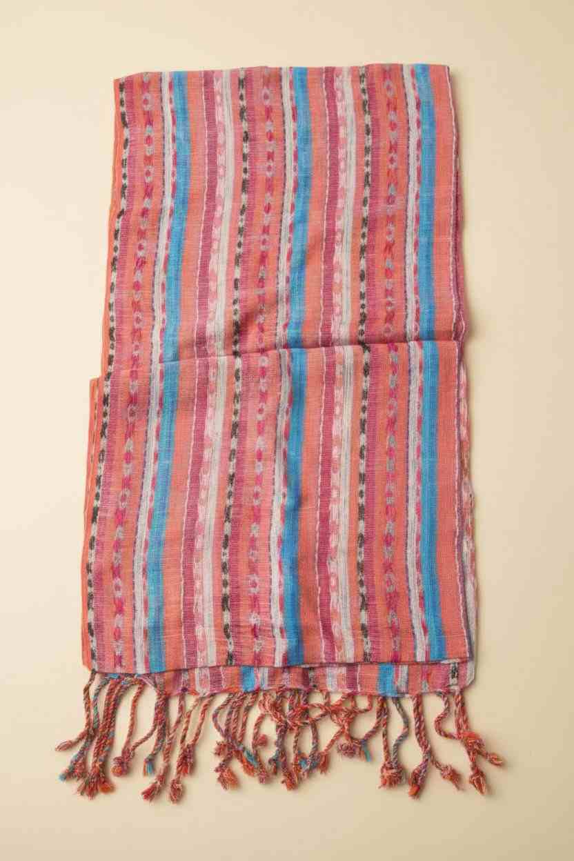 PookipoigaHandmade Cotton Scarf - Peach & Blue Multi Stripe same day gift delivery melbourne