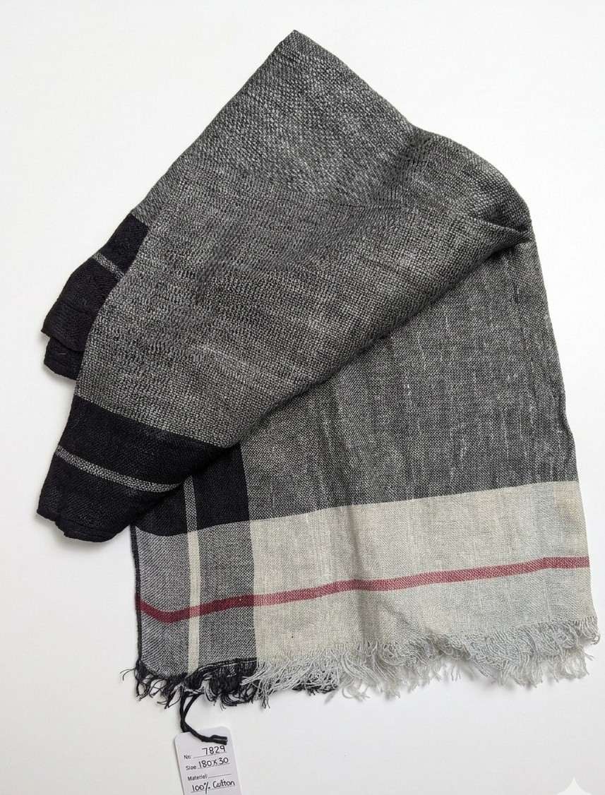 PookipoigaHandmade Linen Scarf - Charcoal & Burgundy Block Stripe same day gift delivery melbourne