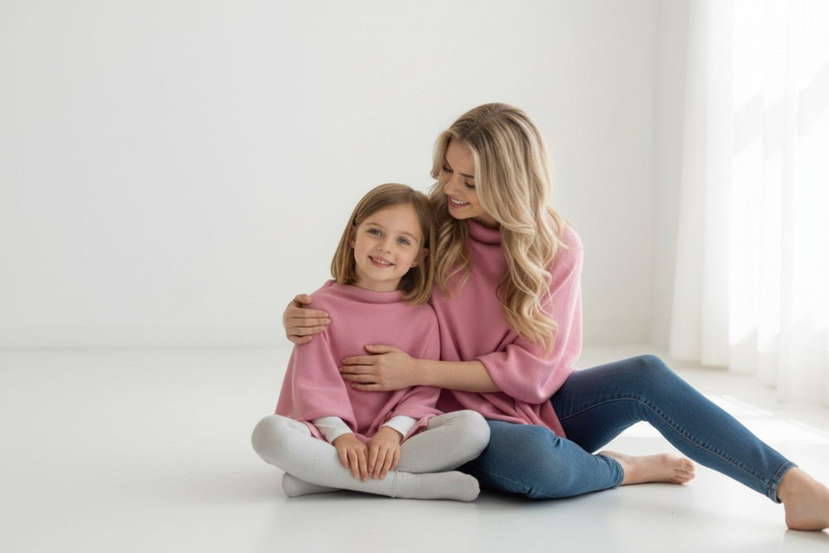 PookipoigaMum & Mini Matching Cashmere Poncho Set – Candy Pink & Peony same day gift delivery melbourne